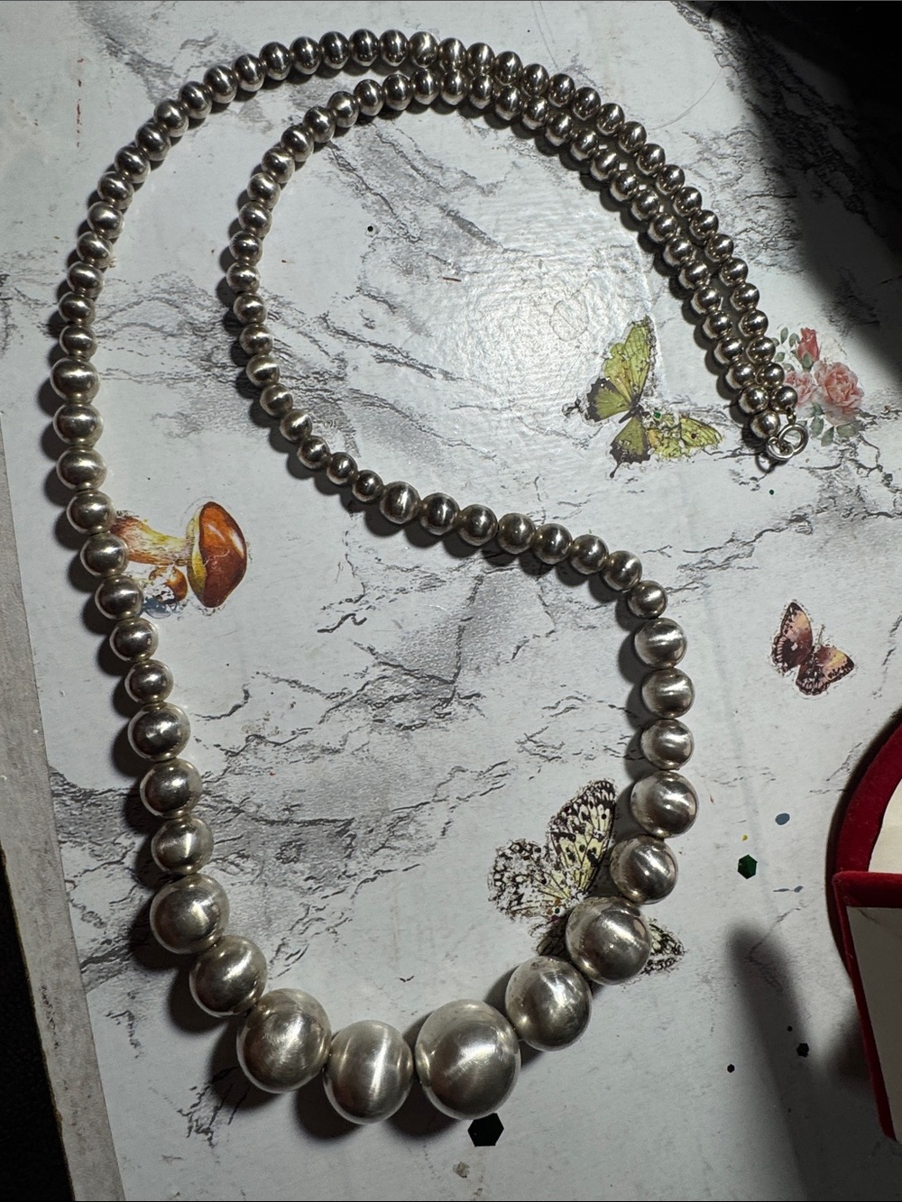 Beautiful Vintage Armbrust Sterling Silver Graduated Bead Necklace (59g)
